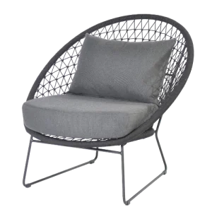 Nora lounge fauteuil aluminium lava/rope lava incl kussen